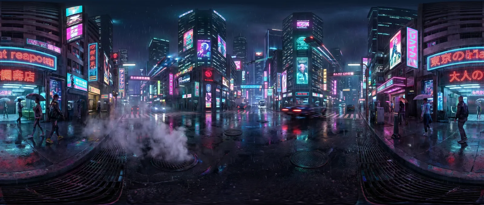 360 度全景图:霓虹街景